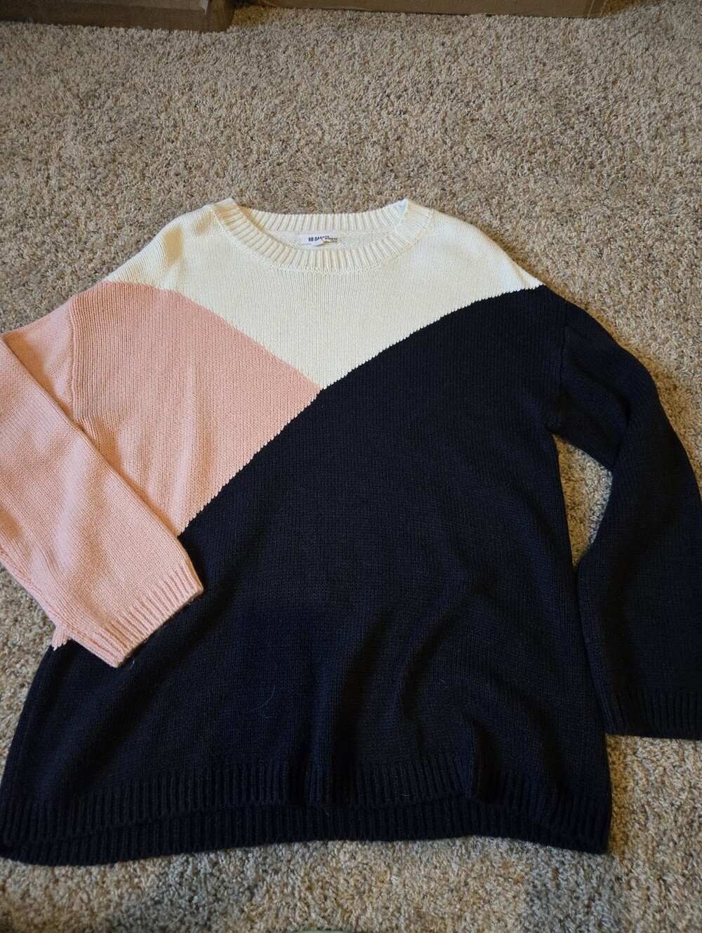 💖BB Dekota Steve Madden Colorblock Crewneck Sweater - Pink, Cream & Black